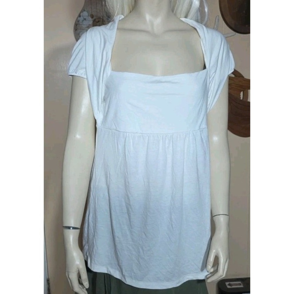 Vintage Y2K‎ Charlotte Russe Babydoll Top Large White Preppy